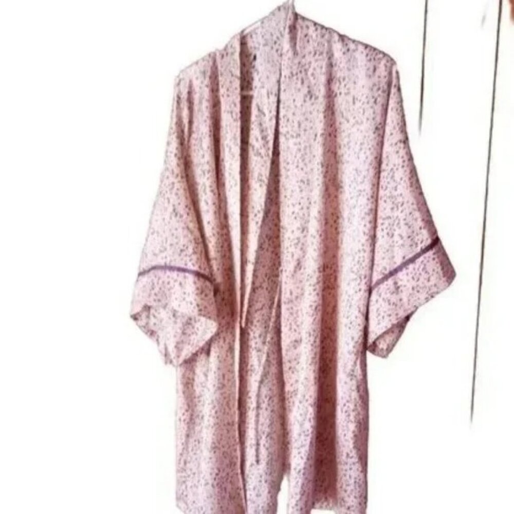 Midnight Leopard Print Housecoat Robe Women’s XL Kimono Sleeve Belted Lounge - Picture 2 of 6